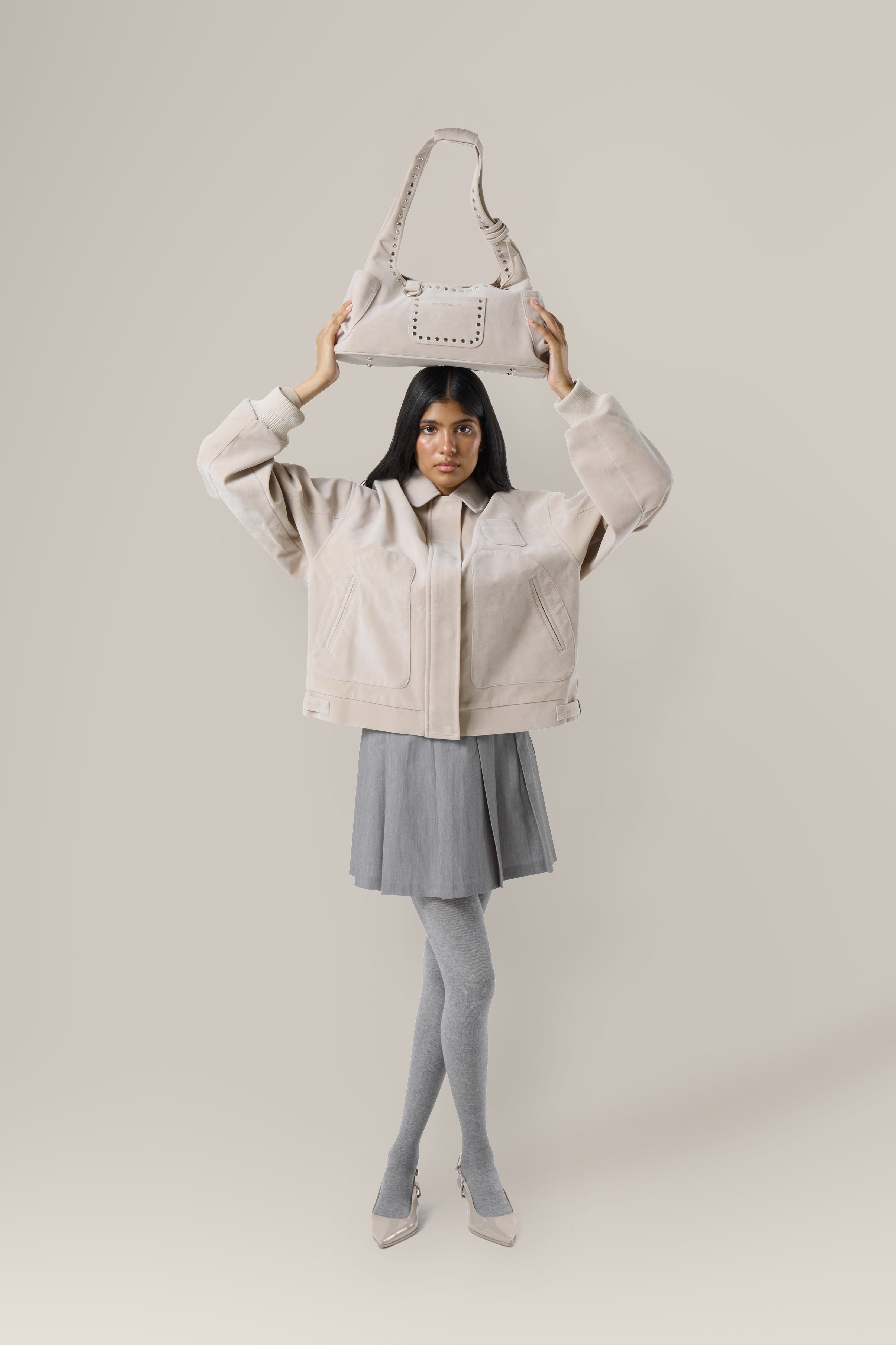 Martha Faux Suede Jacket in Beige